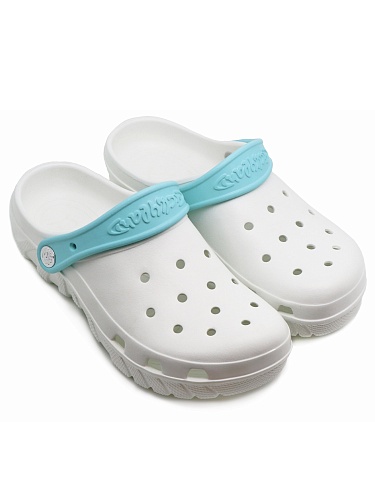 Сабо женские Lucky Land 3719 W-S-EVA белый с бирюзовым ремешком